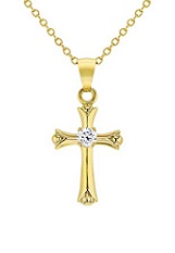 small catchy silver cubic zirconia cross baby necklace